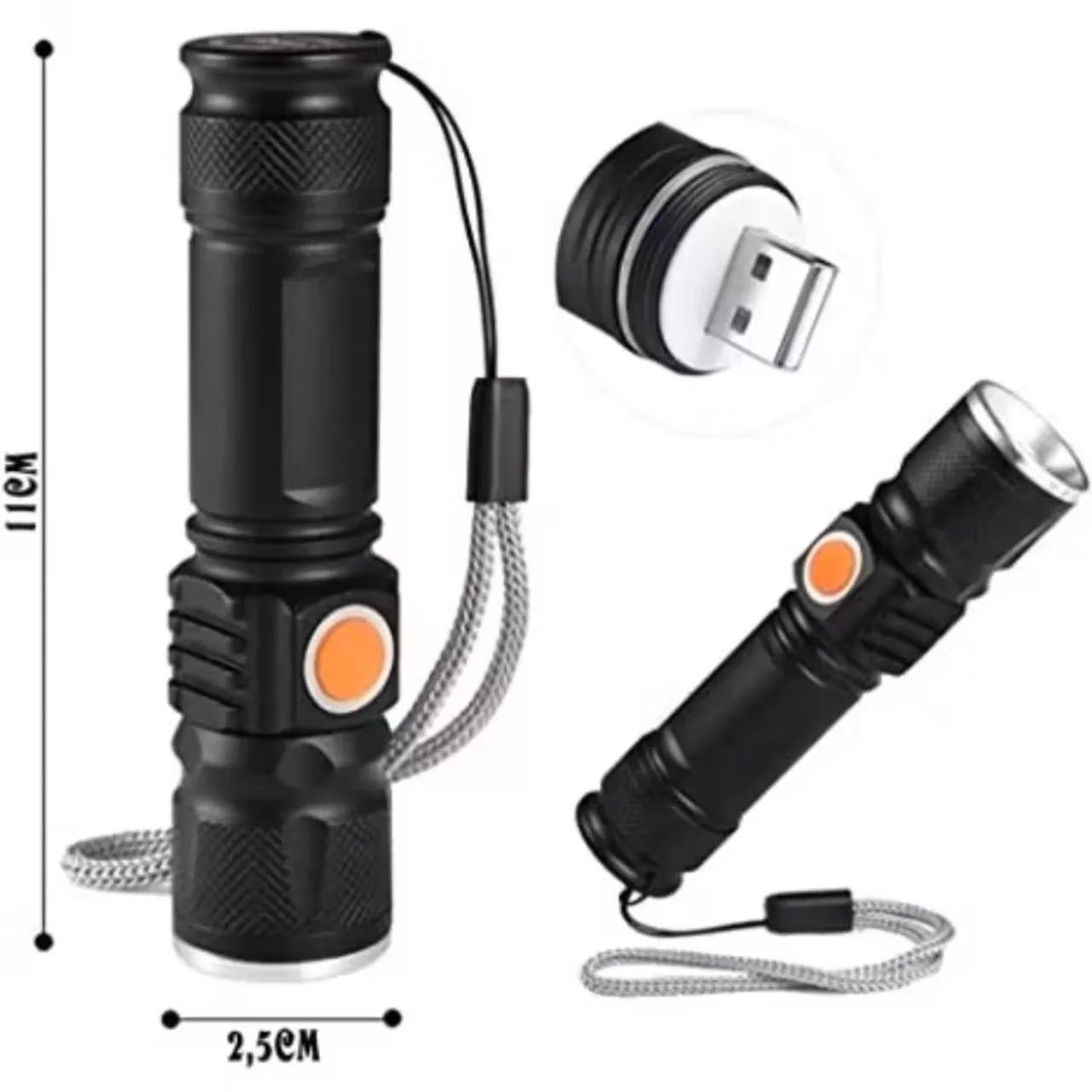 Lanterna de Led Recarregável USB.