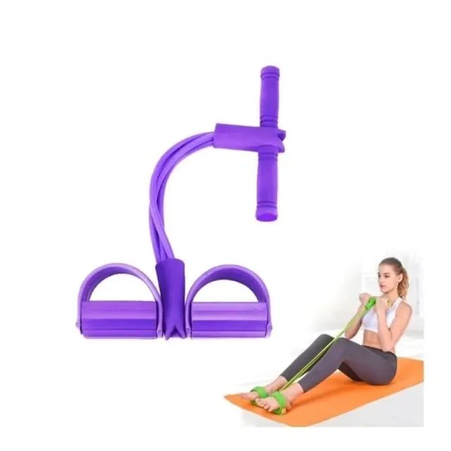 EXTENSOR ELÁTICO DE 4 CORDAS, PARA EXECÍCIOS EM CASA, NAS CORES ROXO E ROSA.  - Foto 3