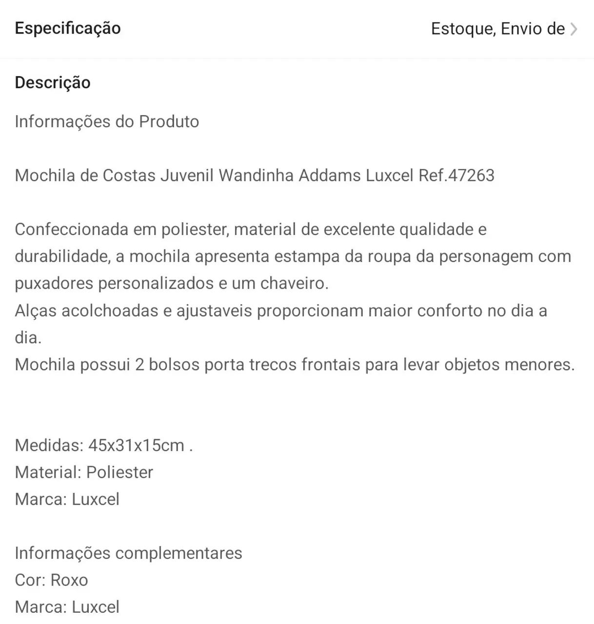 Mochila Wandinha - marca Luxcel - Foto 4