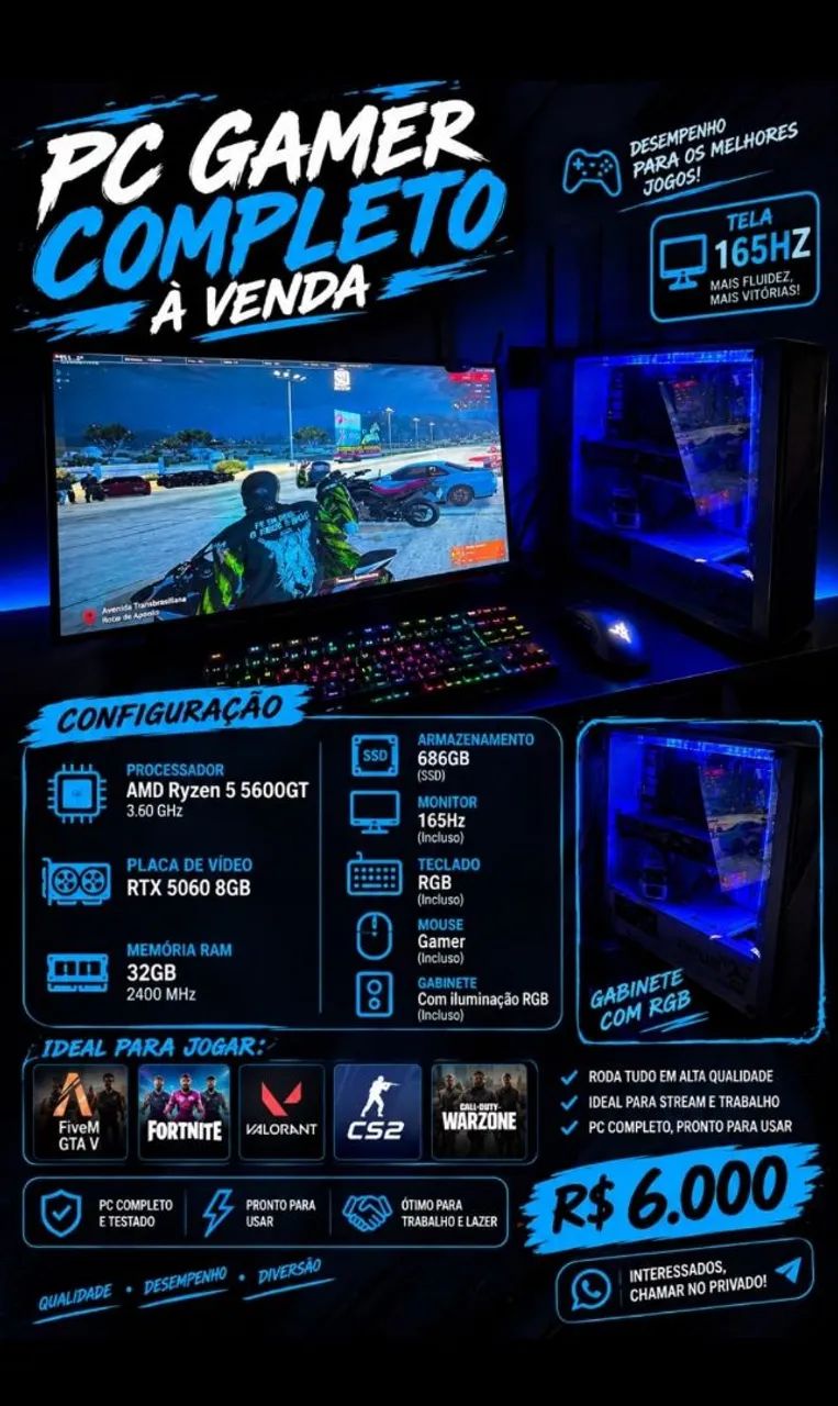PC GAMER COMPLETO A VENDA 