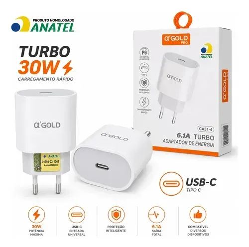 Kit Carregador ORIGINAL Turbo 30W  + Cabo USB-C para Lightning - Foto 3