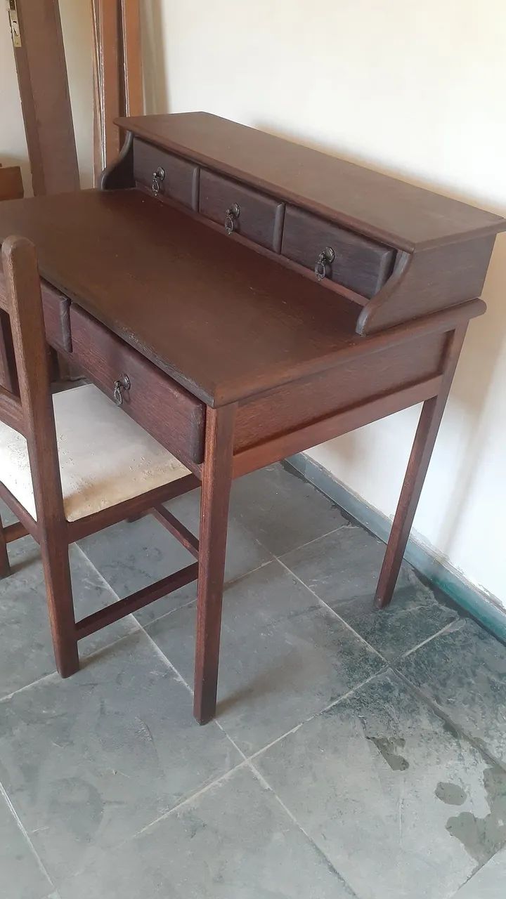 Escrivaninha mesa 5 gavetas sucupira - Foto 2