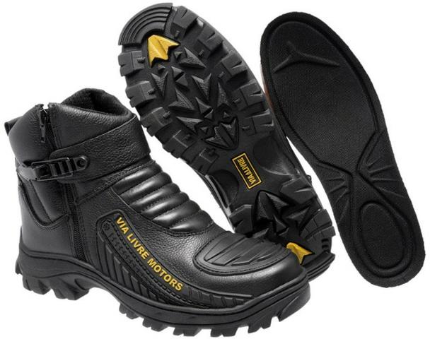 Bota Motociclista De Couro E Palmilha Gel
