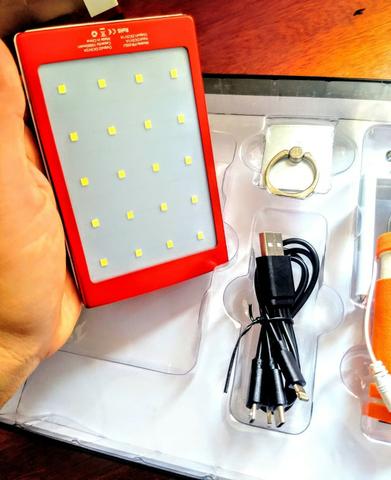 Carregador portátil Solar 15000mah Power bank , pau de selfie e fixador de celular