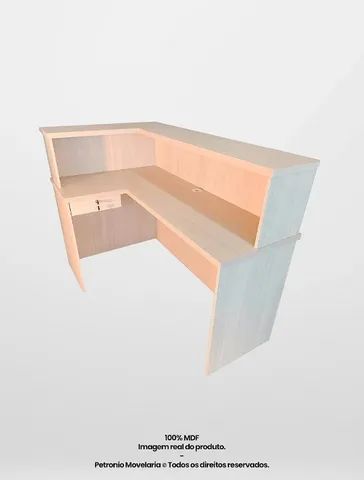 Balcão para recepção amadeirado claro em L simples  - Foto 2