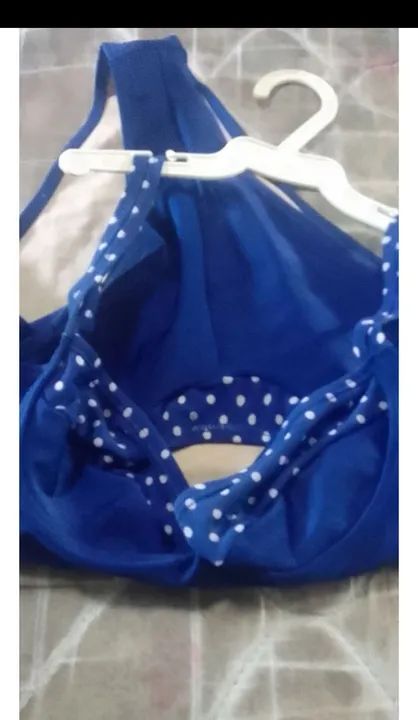 Maiô azul com bolinhas branco - Foto 3