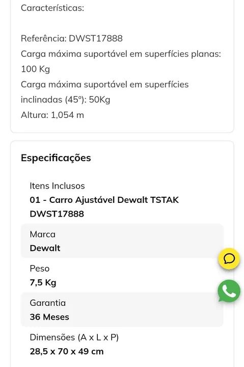 Carro Ajustável Dewalt TSTAK DWST17888 - Foto 3