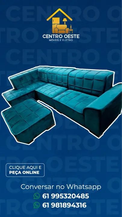 Sofa de canto luxo Nova York/ azul