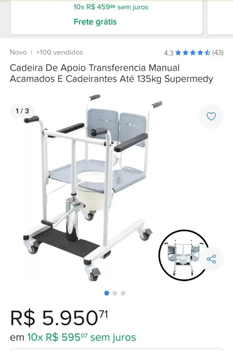 Cadeira de Apoio para Transferência Manual