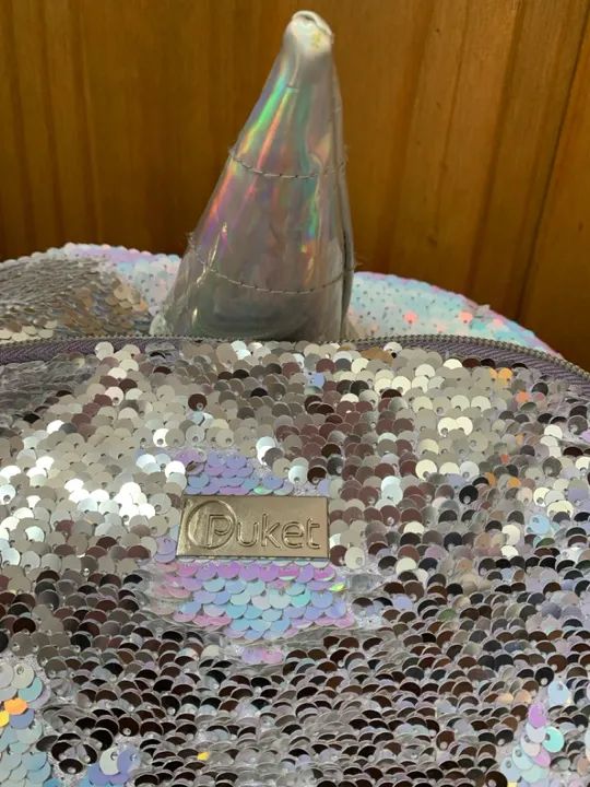 Mochila Unicórnio - Glitter Prata - Pucket  - Foto 3