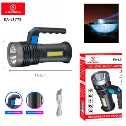Lanterna Recarregavel Usb LED Portátil 14.7cm KAPBOM - KA-L1779 - Foto 4