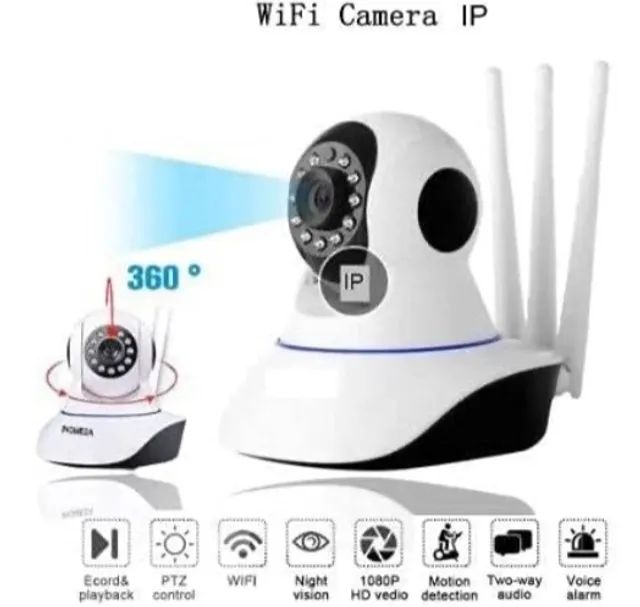 Câmera de segurança Ip Sem Fio 360° 3 Antenas Hd Wifi Visão Noturna Alarme - Foto 3