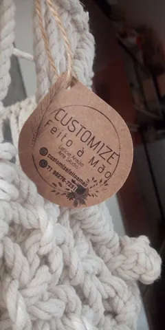 Luminária de Macramé Bege
