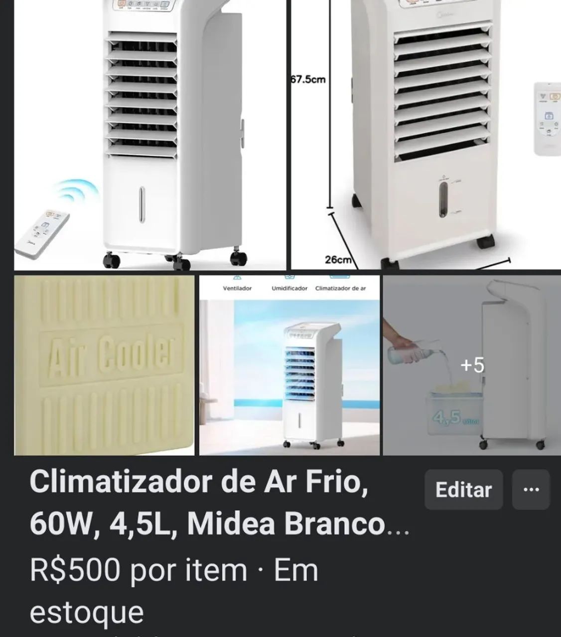 Climatizador de Ar Frio, 60W, 4,5L, Midea Branco 127V, AKAF1