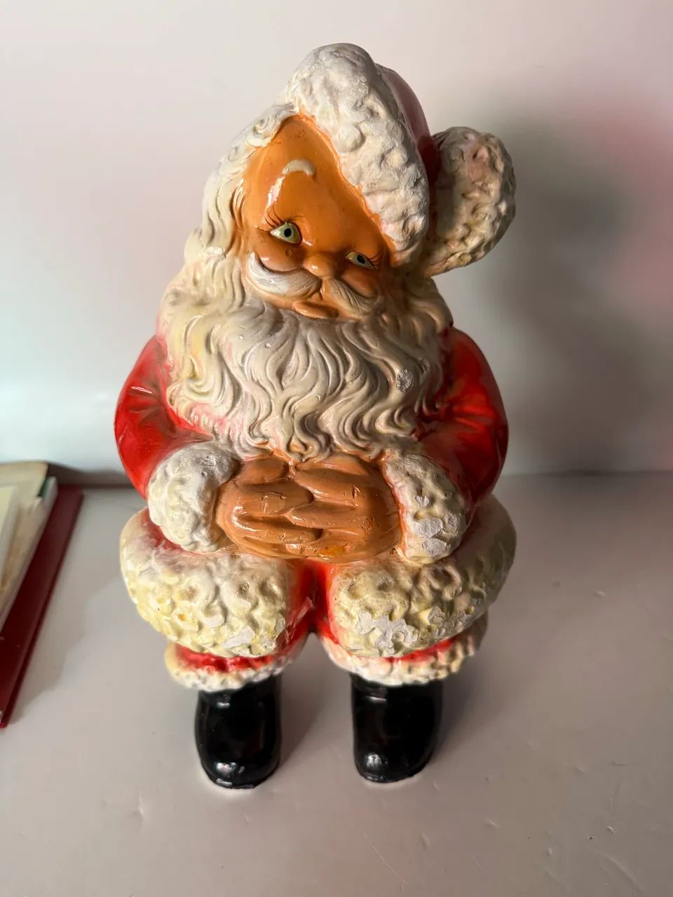 Antigo Boneco de Papai Noel - Década de 1960/70 - Gesso Pintado à Mão