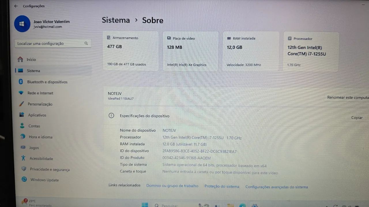 Notebook Lenovo IdeaPad i7 12ª Geração | 12GB RAM | SSD 512GB | Win 11 | Impecável - Foto 6