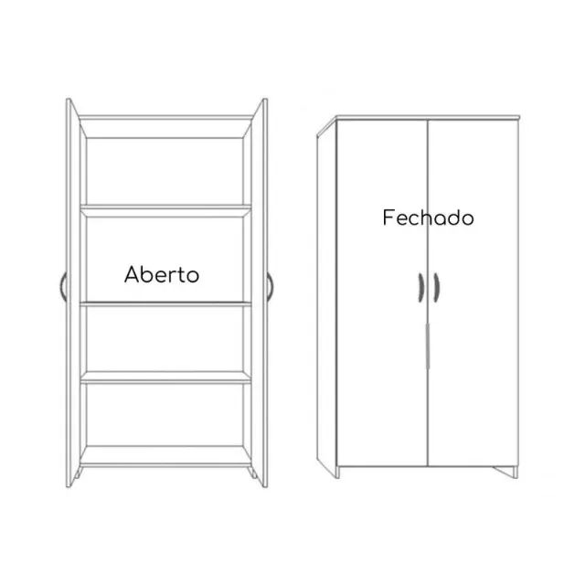 Armário Alto Fechado 2 Portas 1,59x0,80x0,42m JOB Preto Organize Escritório Agora 45107 - Foto 2
