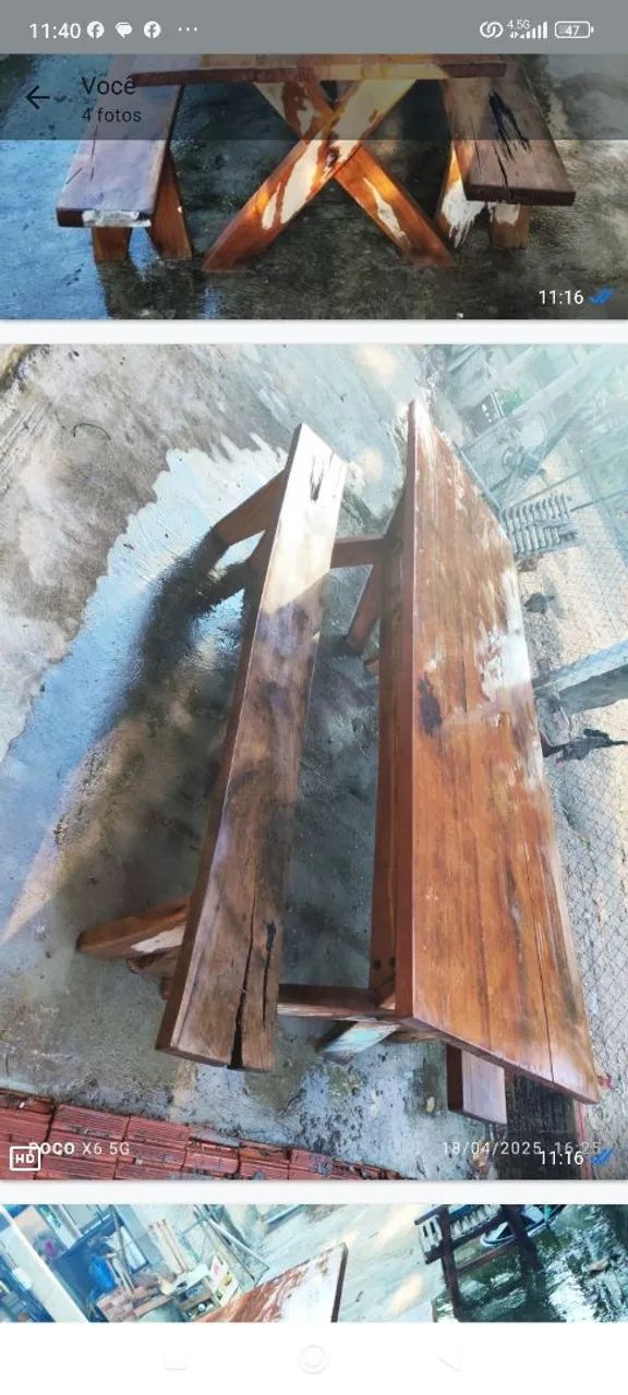 Mesa de madeira rústica para área externa64319740203907122