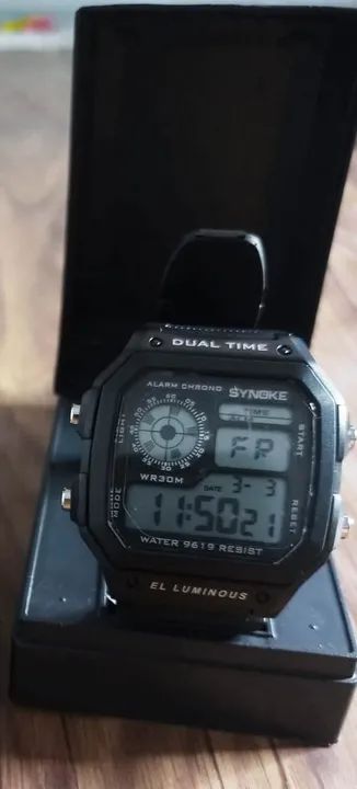 relógio  synoke preto digital à prova d 'agua 