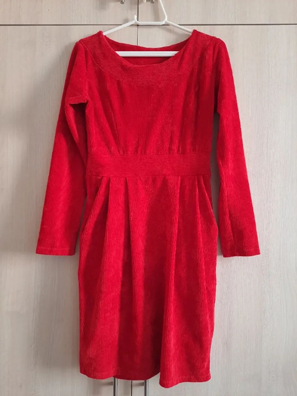 Vestido vermelho veludo P/38 - Foto 2