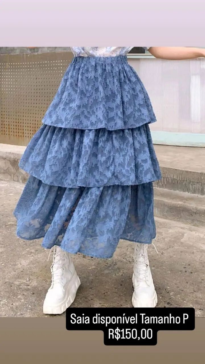 Saia Jeans Azul - Tamanho P