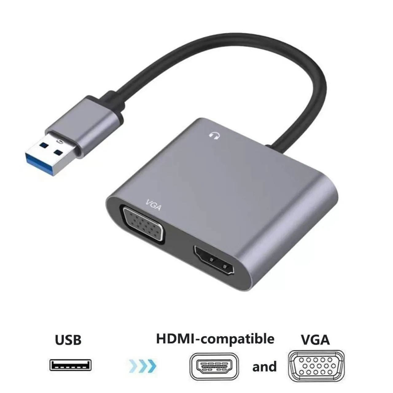Adaptador USB para VGA e HDMI com áudio  - Foto 4