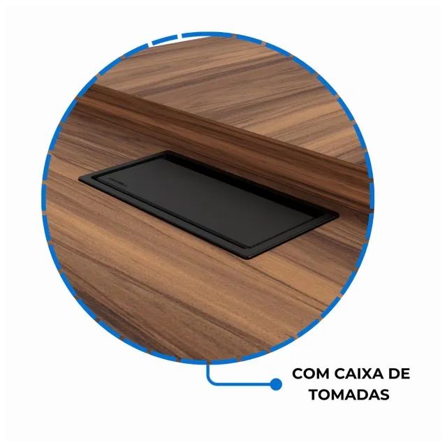 Mesa Presidente Com Armário Pedestal Nogal Branco Design Executivo Premium 34602 - Foto 5