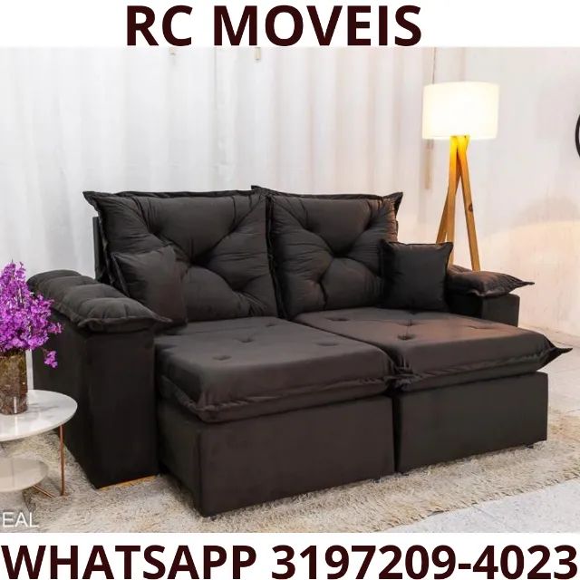 Sofá Londres 2m Veludo Retrátil e Reclinável - Compacto e Sofisticado