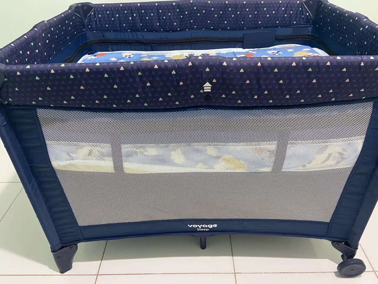 Berço Portátil para Bebê - Azul - Foto 3