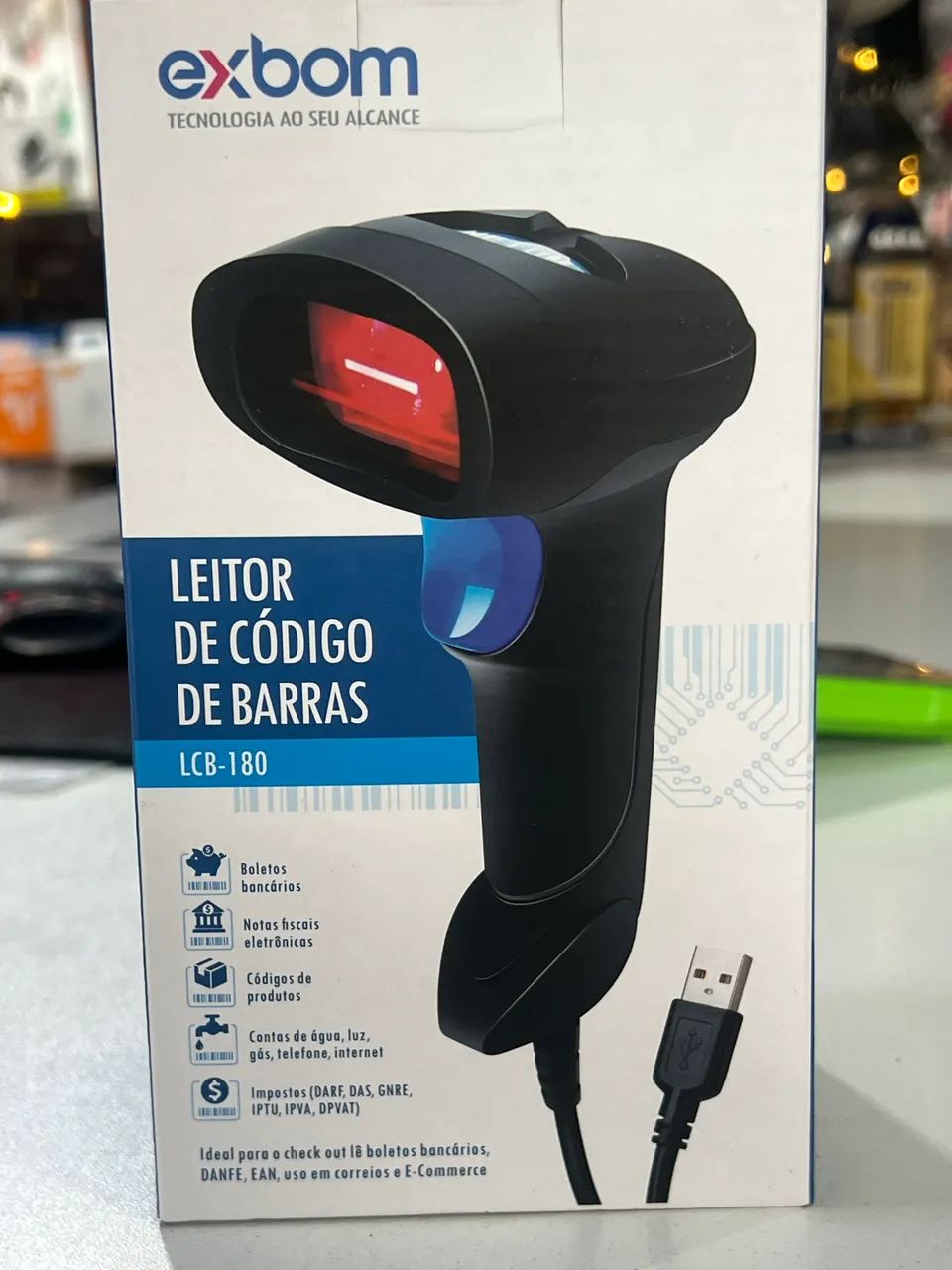Leitor de código de barra com fio 