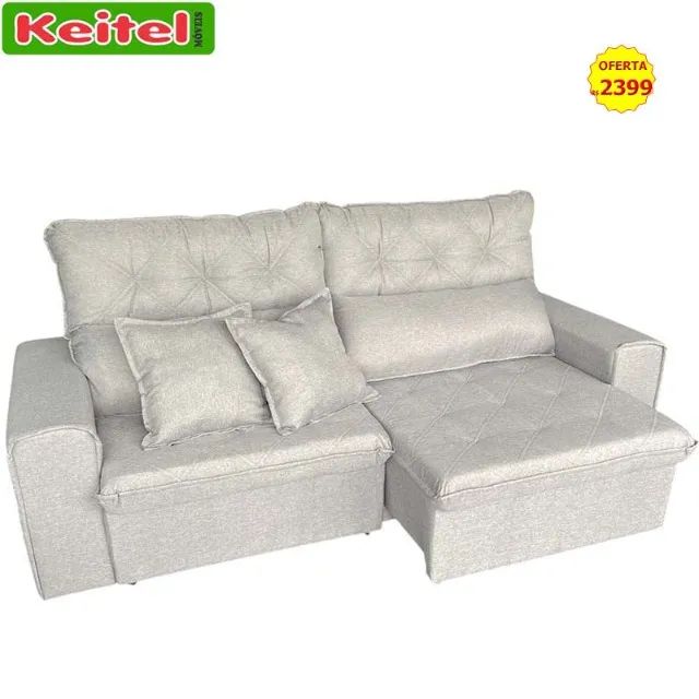 Sofá Retrátil e Reclinável 3 Lugares Charme Cinza