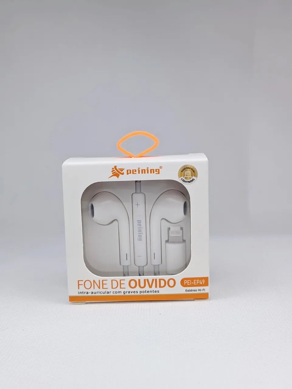 FONE COM FIO PARA IPHONE LIGHTNING COM CONEXÃO DIRETA PEINING
