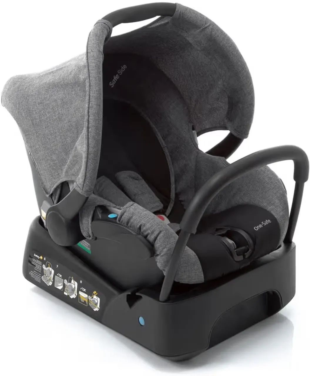 Carrinho de bebê + bebê conforto Safety 1st, Travel System Mobi NV Trio, Grey Denim Silver - Foto 4