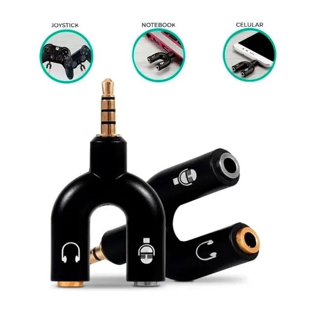 Adaptador Spliter P3 para 2x P2 para Fone, Microfone e Headset