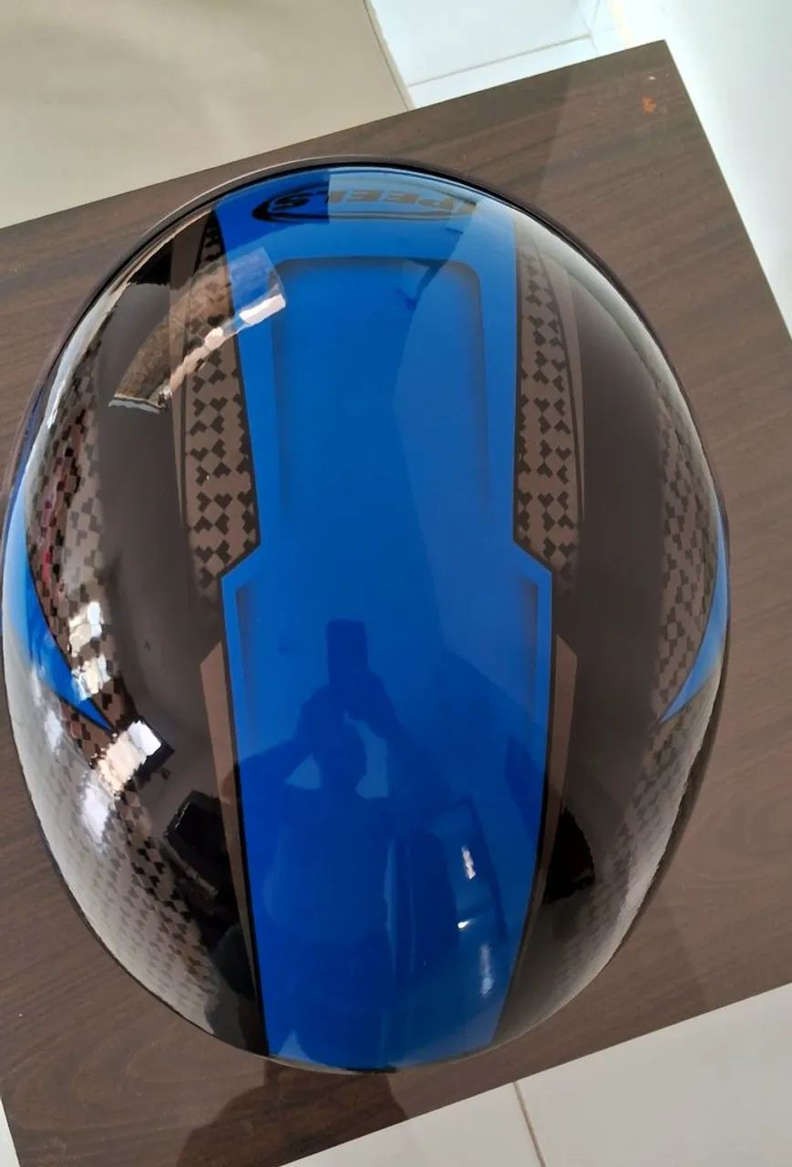 Capacete Peels azul e preto número 58 - Foto 3