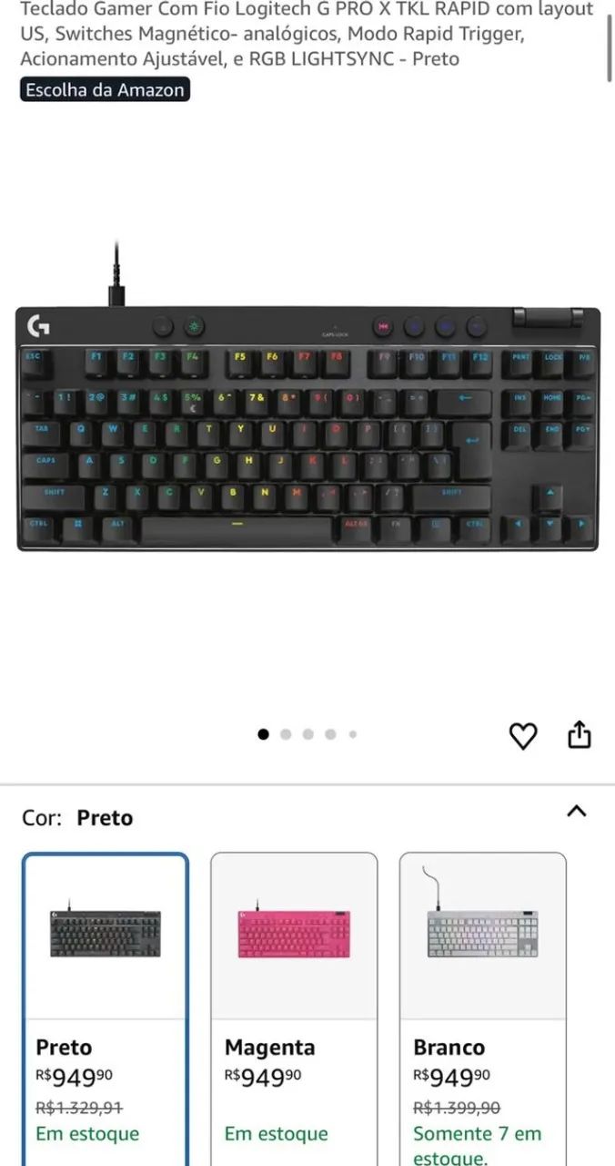 Teclado Gamer PRO X TKL RAPID Switch Magnético - Novo64317620273665122