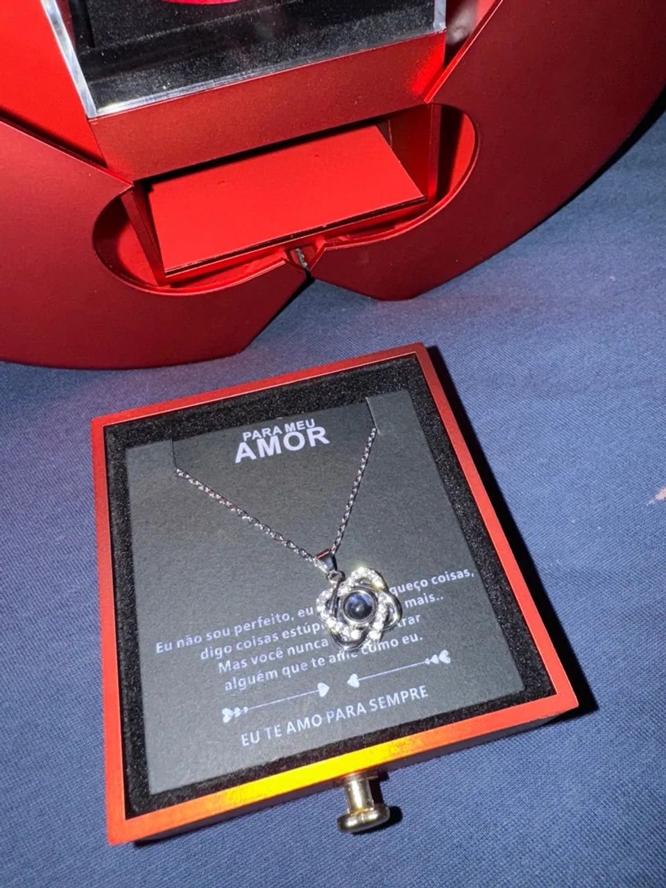 Rosa Eterna e Colar eu te amo em 100 línguas, Presente dia Dos Namorados - Foto 3