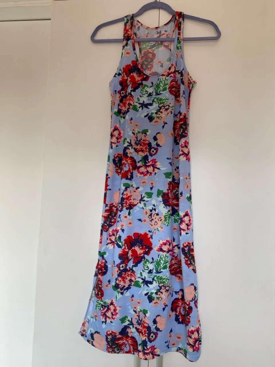 Vestido longo floral azul