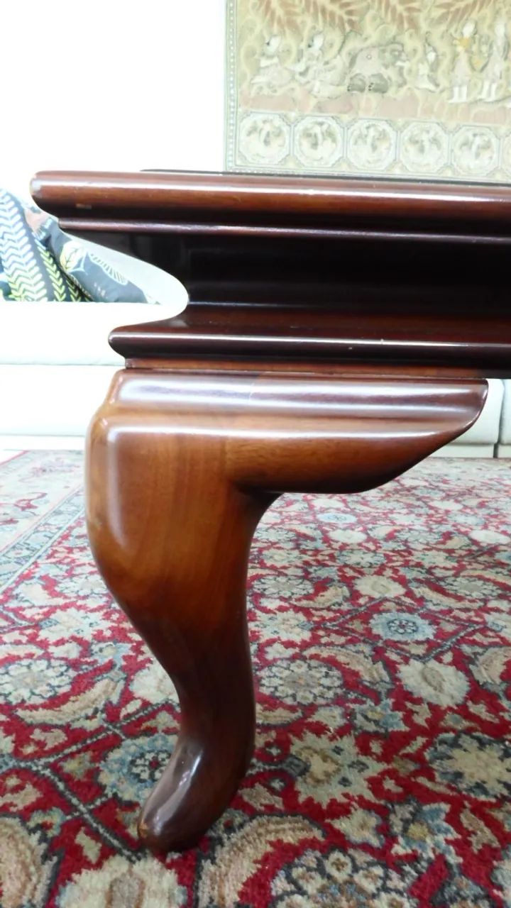 MESA DE CENTRO MADEIRA QUADRADA E TAMPO DE VIDRO- ESTILO INGLES ( Antiga) - Foto 4