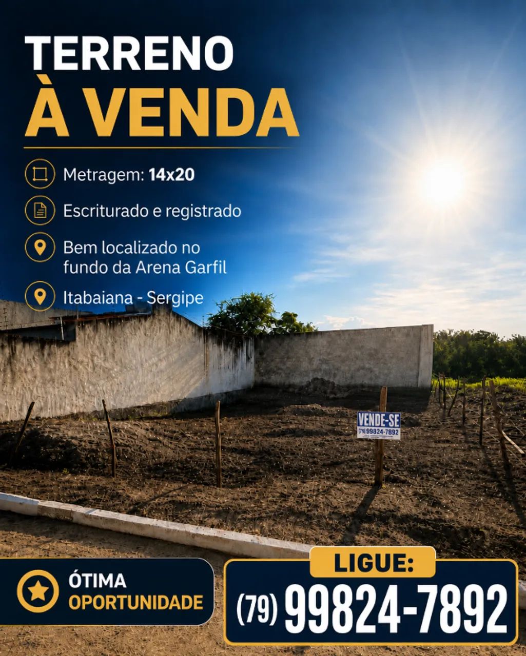 Terreno 14x20 Itabaiana-Sergipe no Bairro Chiara