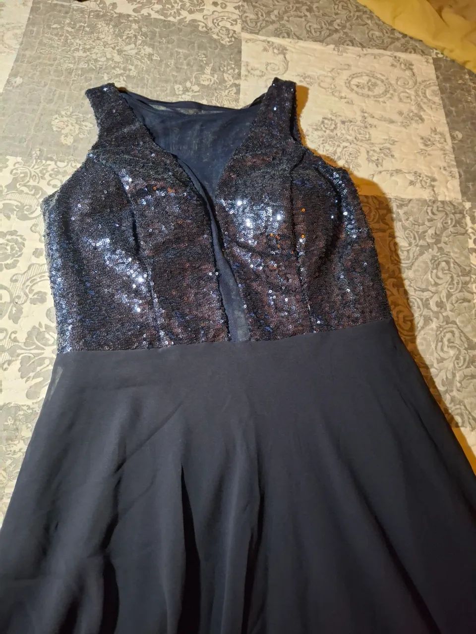 Vestido Longo Azul bordado