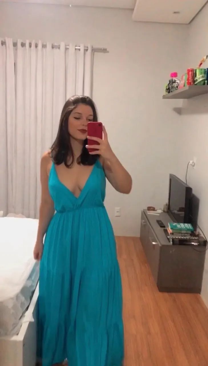 Vestido azul costas nuas M - Usado 2x