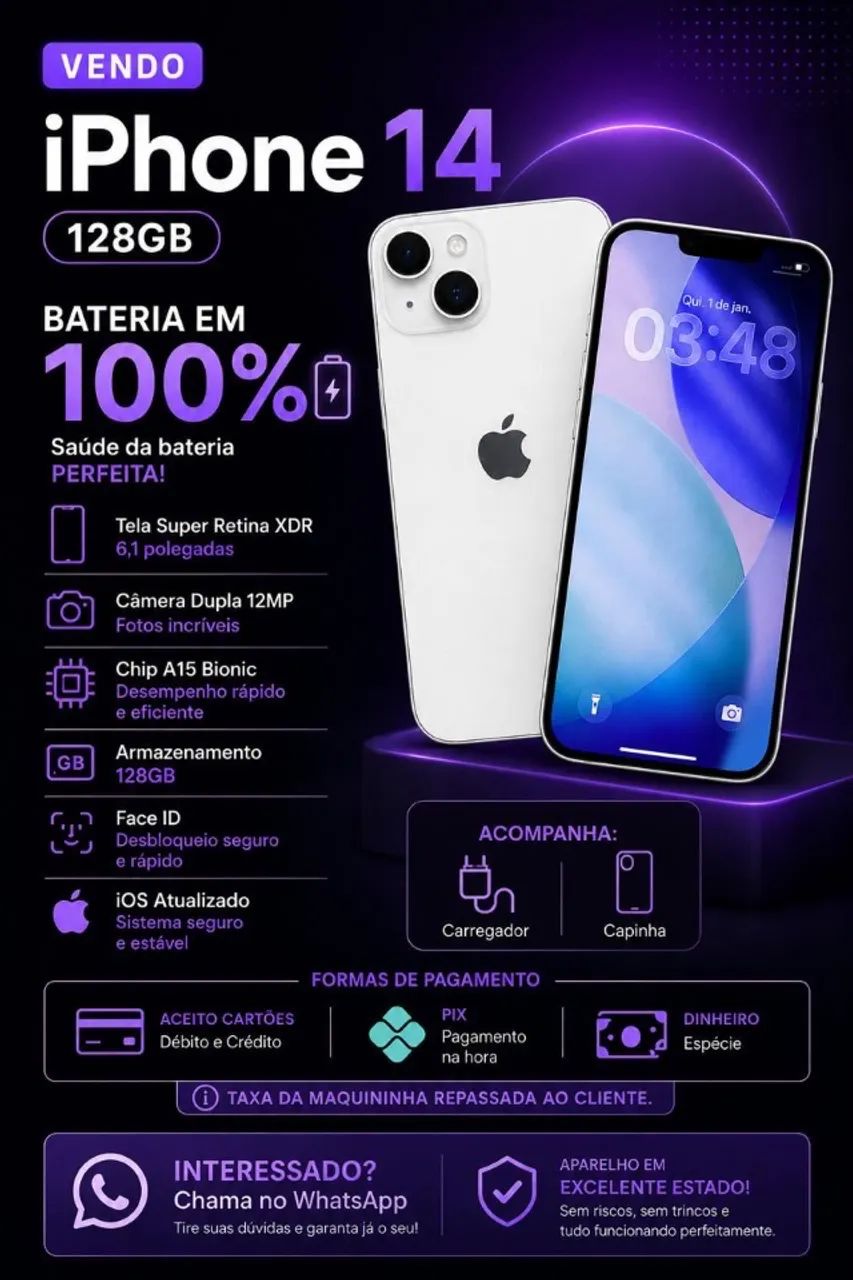 Vendo IPhone14 128G- Bateria 100%