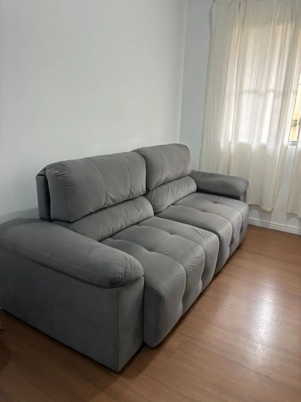 sofá linz retrátil 3 lugares cinza - Foto 5