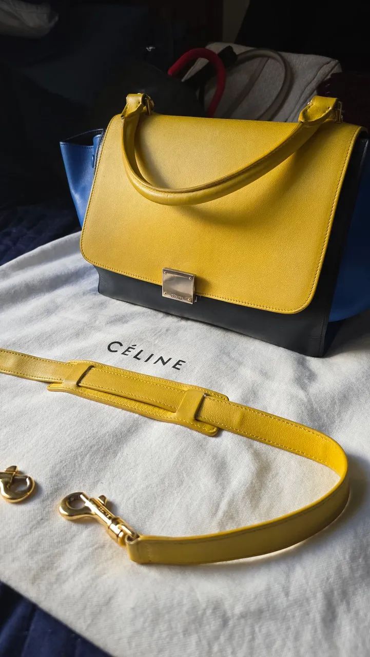 VENDO BOLSA CELINE  COURO - PRETA AZUL AMARELA - Foto 2