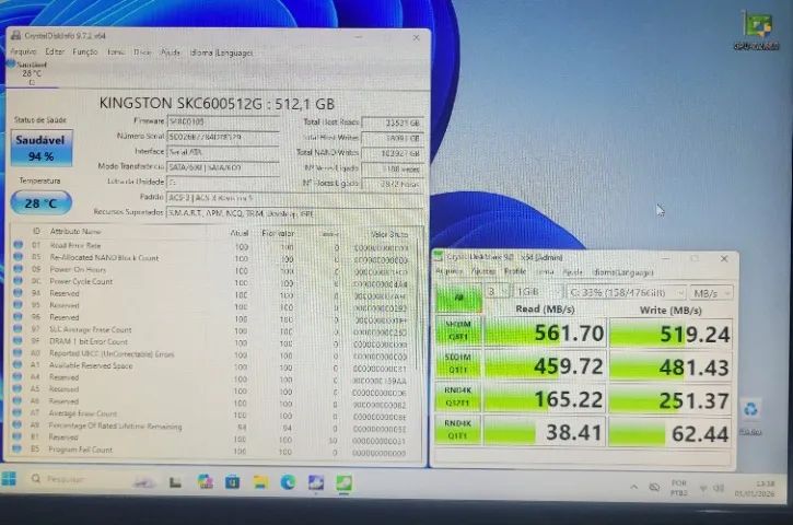 SSD Kingston KC600 512GB NAND 3D TLC Sata3 com Leitura de 550Mb/s e Gravação de 520Mb/s - Foto 3