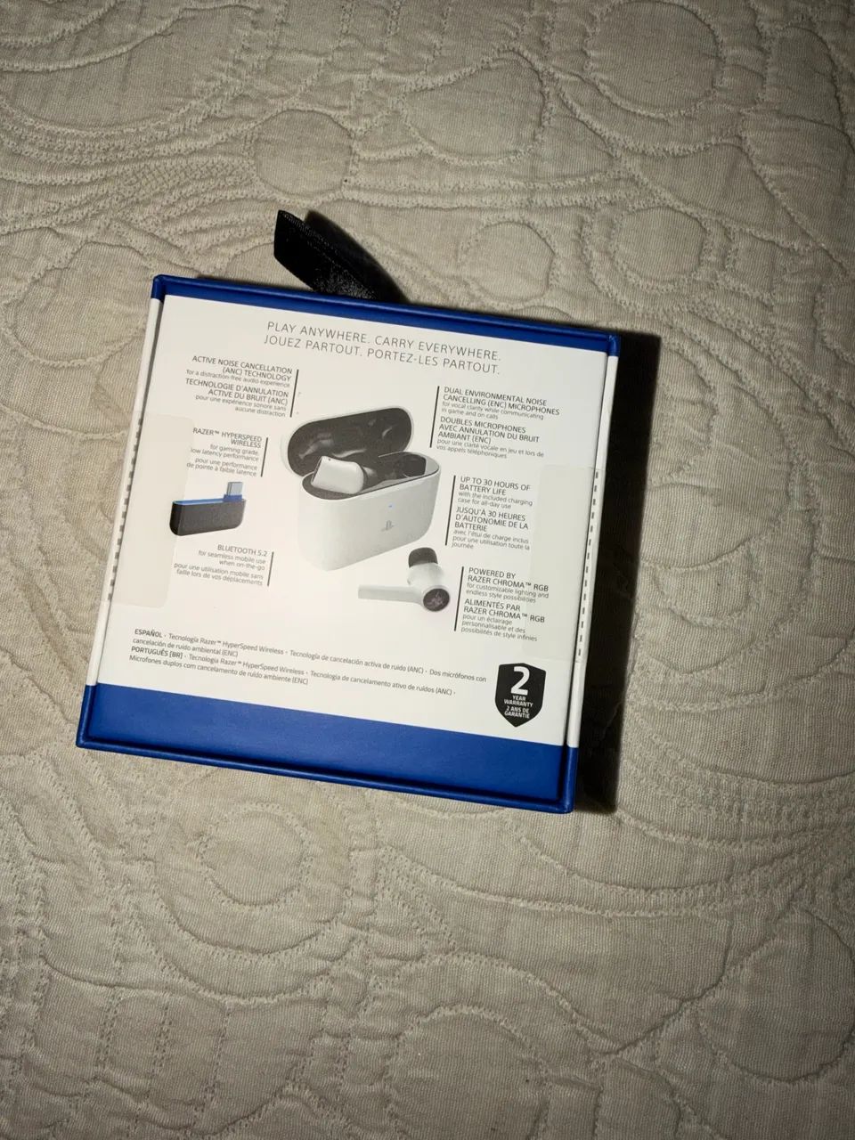 Fone de ouvido com microfone. Razer Hammerhead Hyperspeed Ps5 branco branco - Foto 2