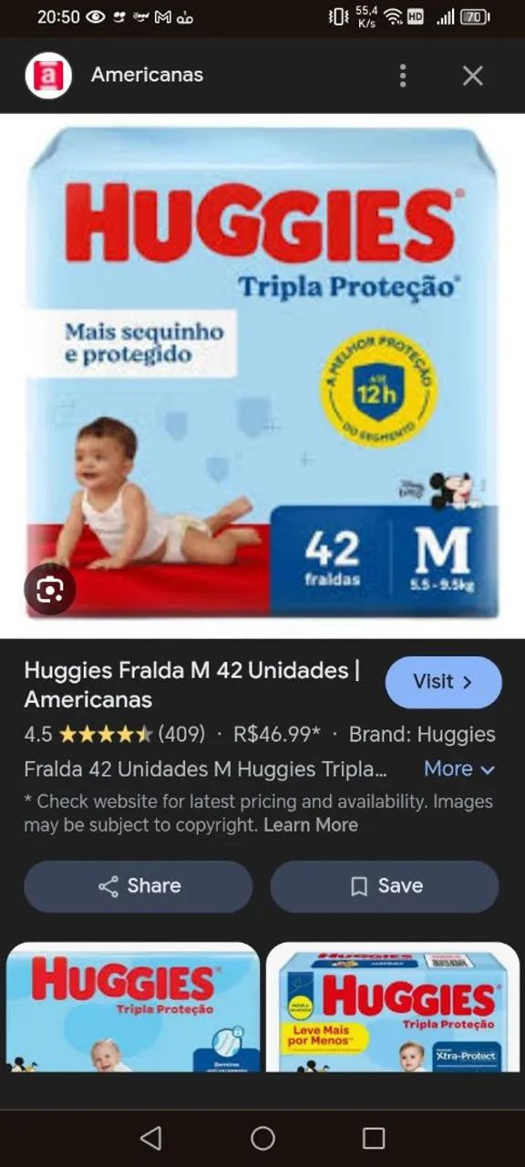 Fralda Huggies azul 42 fraldas M