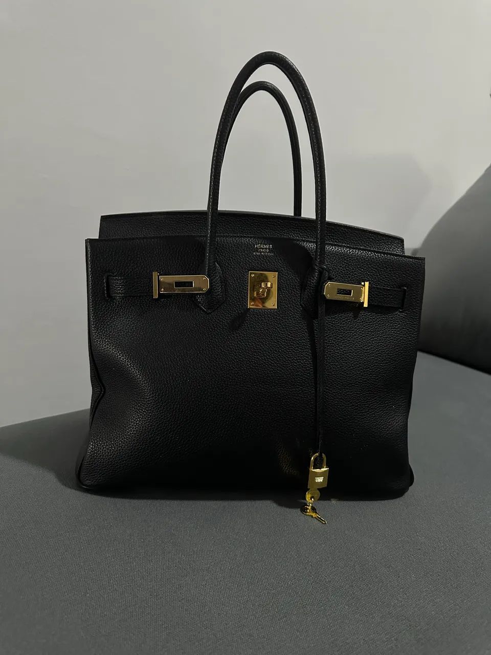 Hermés 30, cor preta, ferragens em dourado. - Foto 2