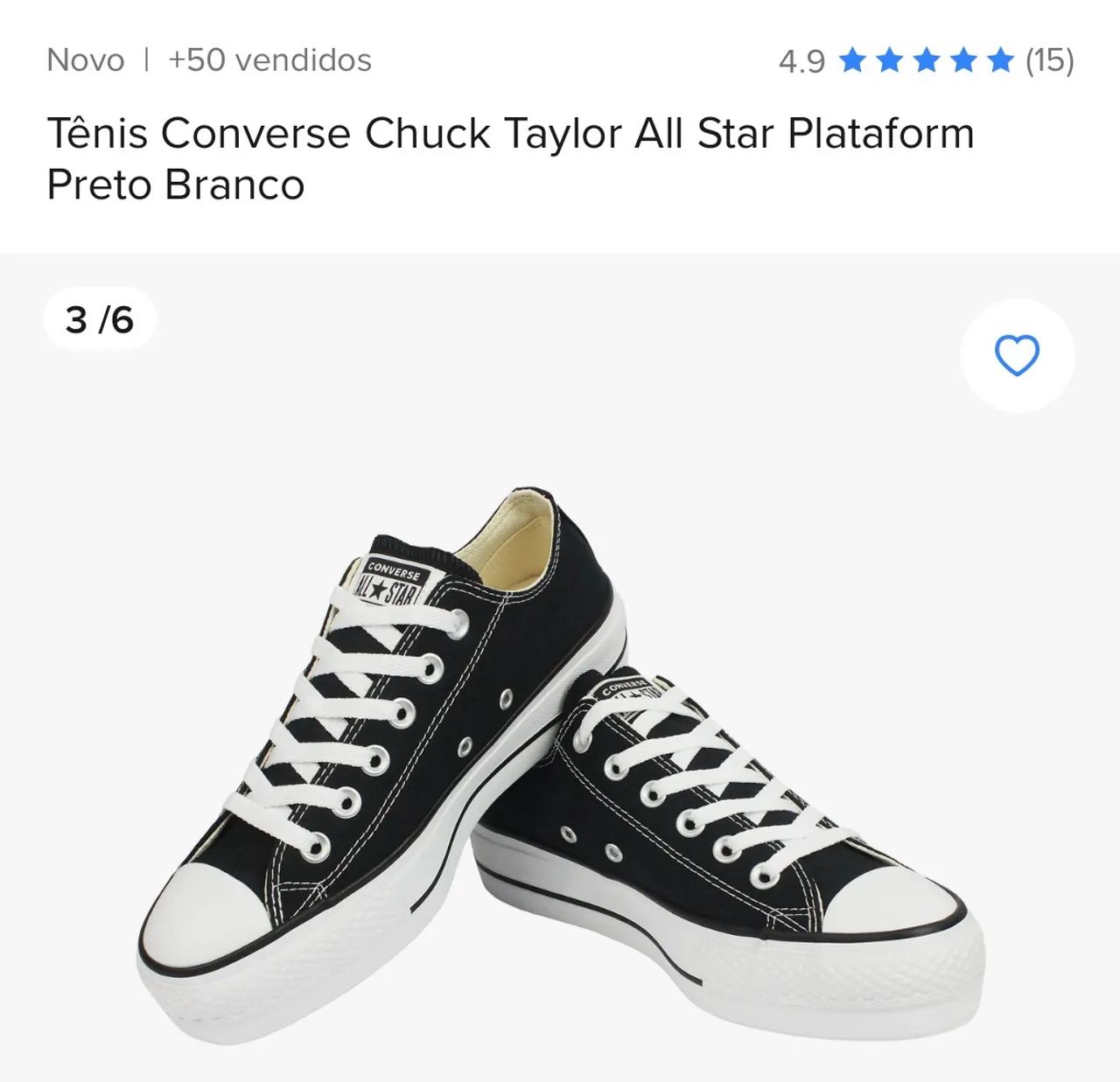 All Star Plataform Preto Branco - Foto 2